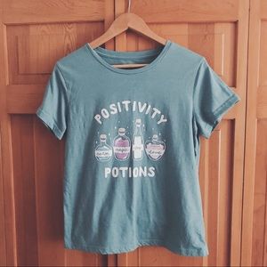 SHEIN Blue Positivity Potions Graphic Tee - Size Small